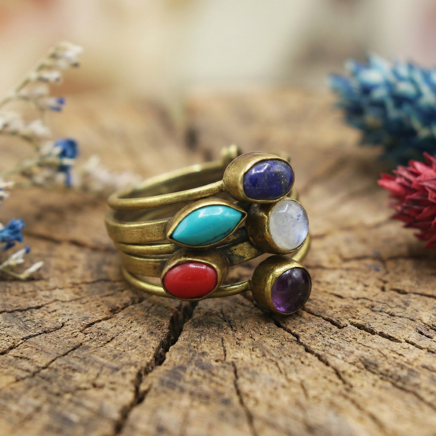 Handcrafted Multi-Gemstone Ring - Verna Artisan Works