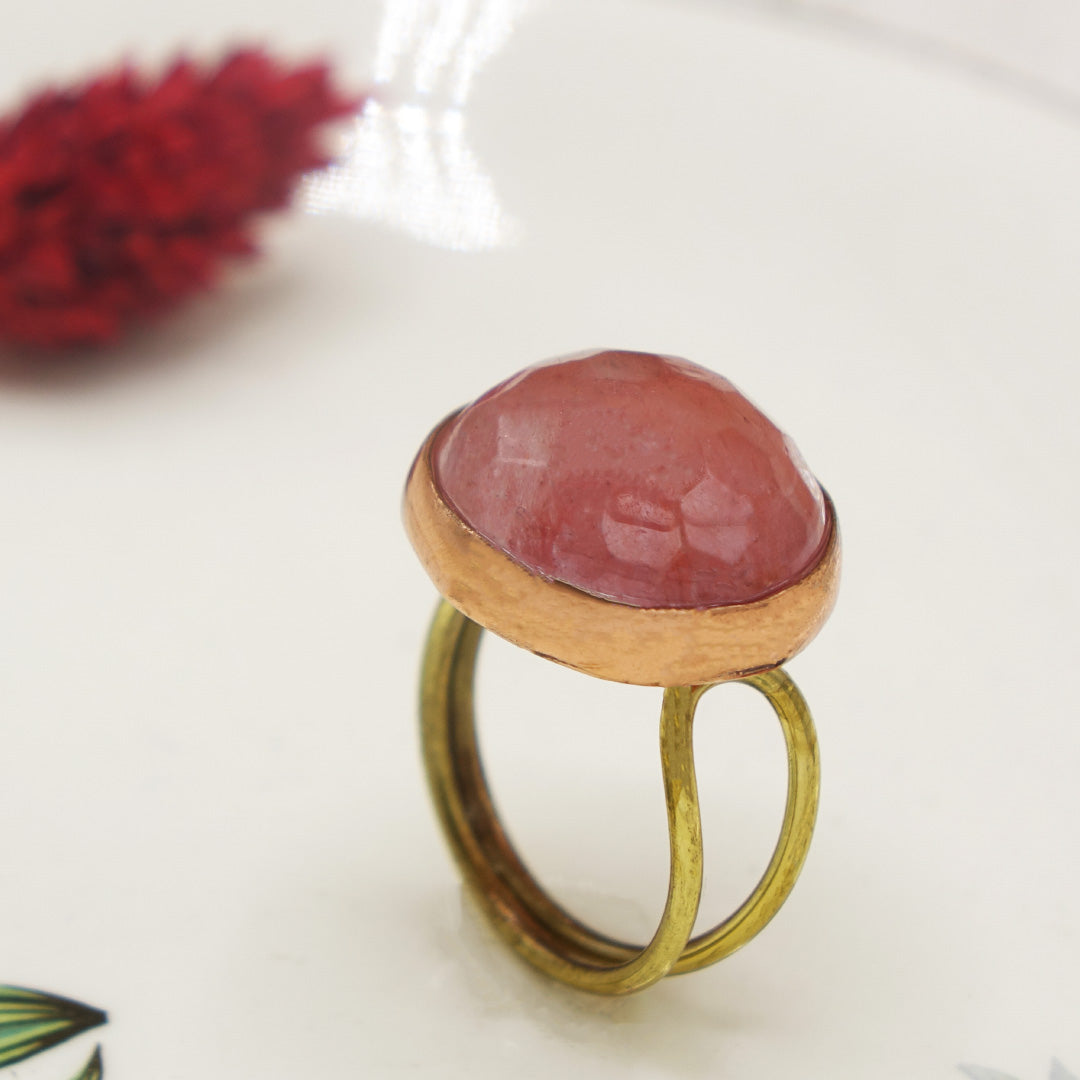 Rose Quartz Adjustable Gemstone Ring