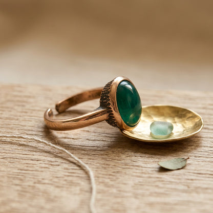 Green Jade Adjustable Statement Ring