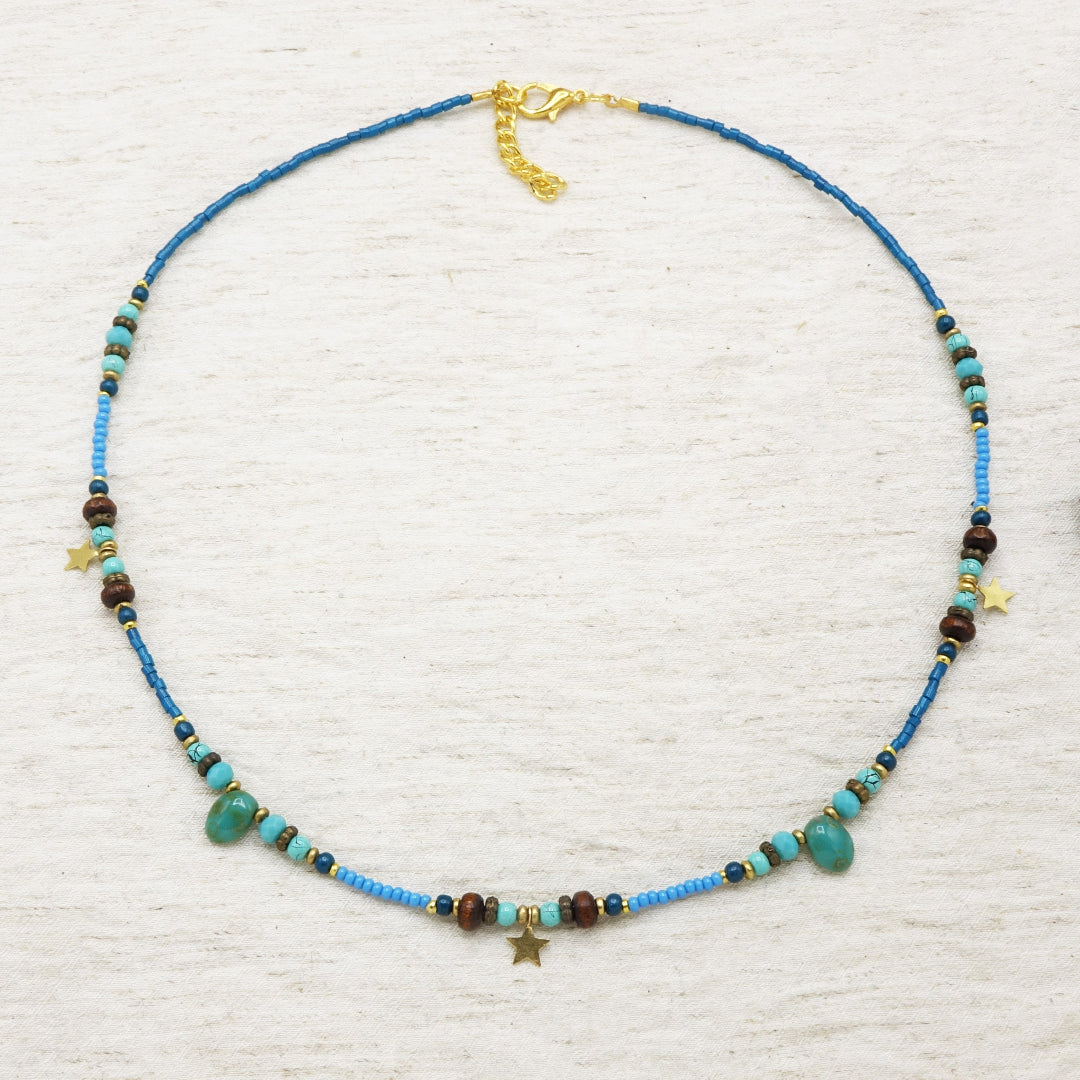 Turquoise Beaded Star Necklace