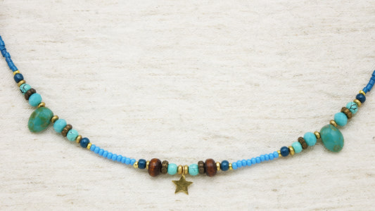 Turquoise Beaded Star Necklace