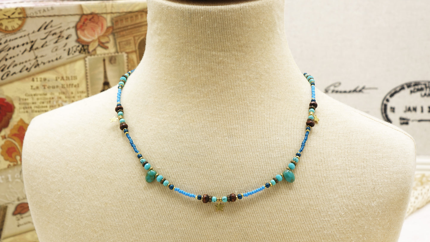 Turquoise Beaded Star Necklace