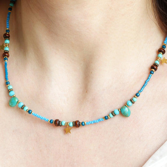 Turquoise Beaded Star Necklace