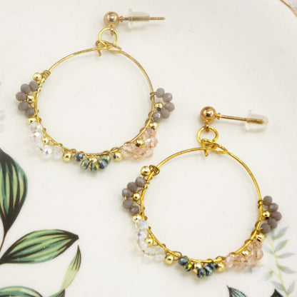 Beaded Hoop Earrings with Crystal Accents