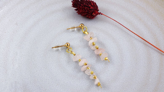 Rose Quartz Crystal Stone Earrings