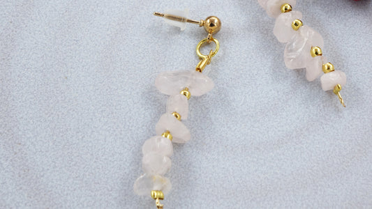 Rose Quartz Crystal Stone Earrings