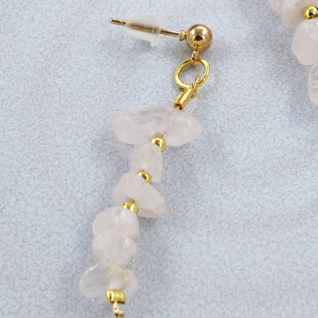 Rose Quartz Crystal Stone Earrings