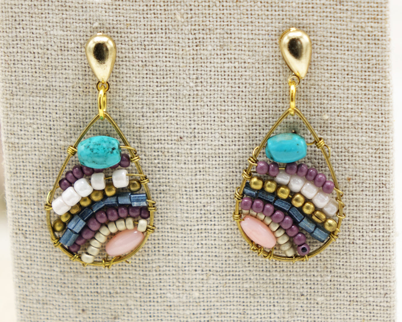 Boho Beaded Handwired Earrings