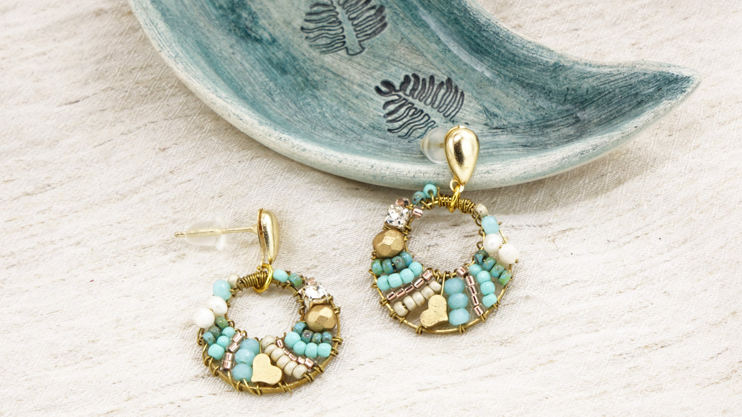 Boho Handwired Earrings - Turquoise - Verna Artisan Works