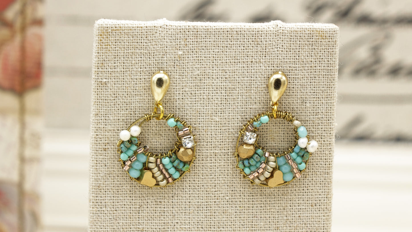 Boho Handwired Earrings - Turquoise - Verna Artisan Works