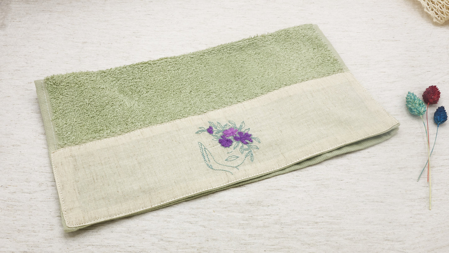 Hand-Embroidered Bamboo Hand Towel