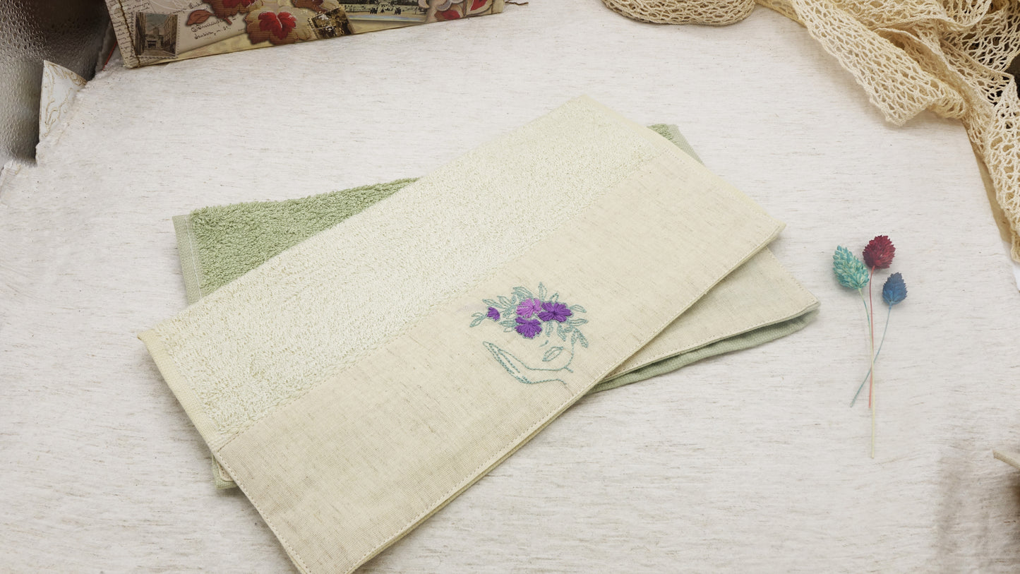 Hand-Embroidered Bamboo Hand Towel