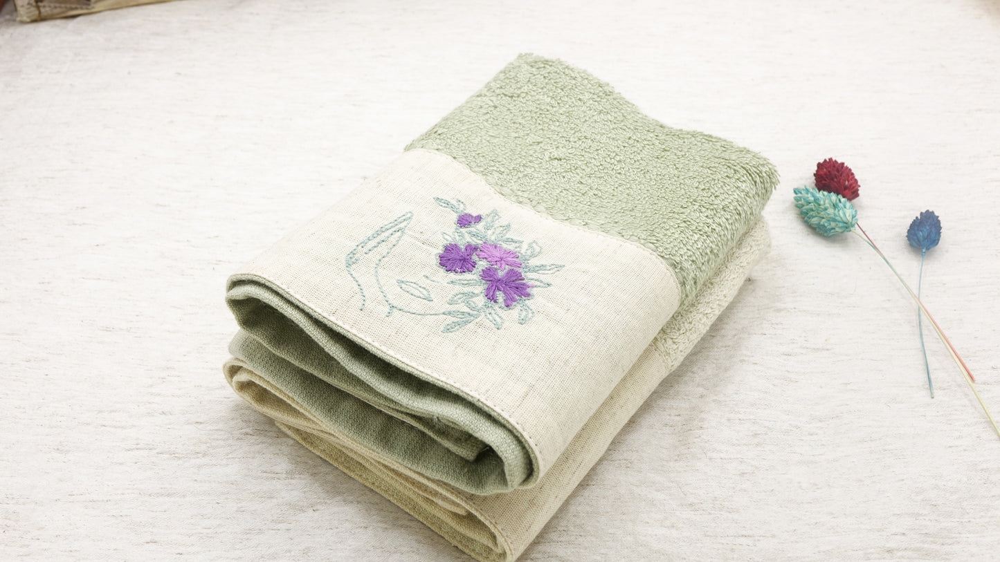Hand-Embroidered Bamboo Hand Towel