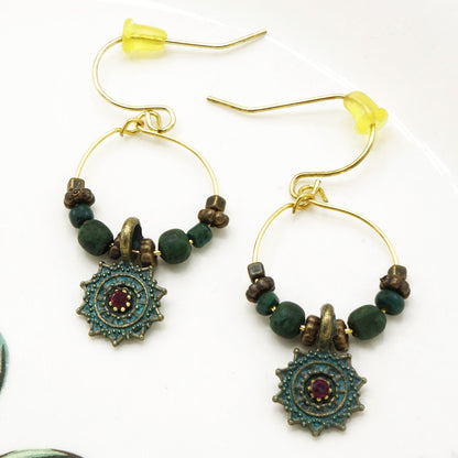 Boho Drop Earrings - Deep Teal