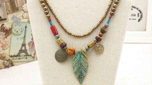 Double Layered Leaf Necklace - Verna Artisan Works