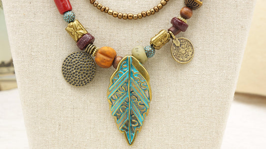 Double Layered Leaf Necklace - Verna Artisan Works