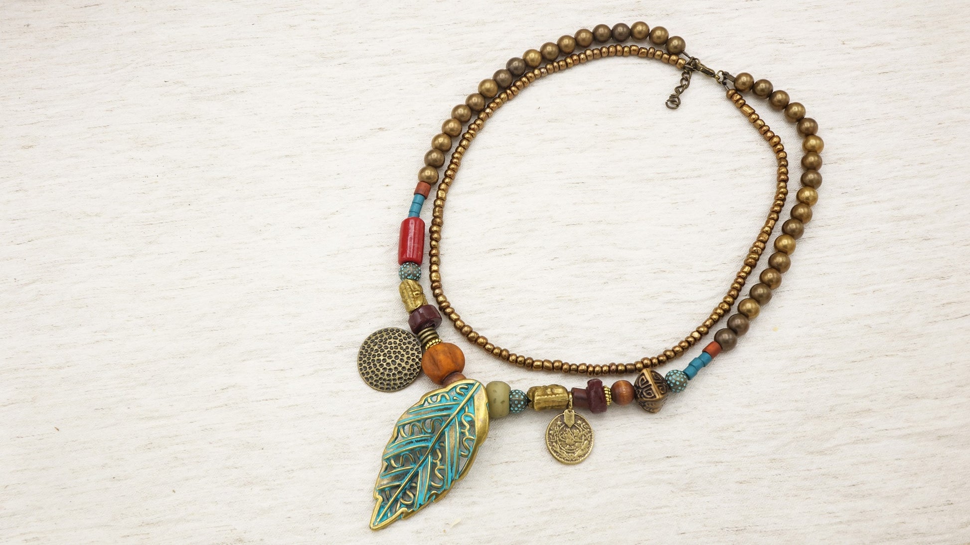 Double Layered Leaf Necklace - Verna Artisan Works