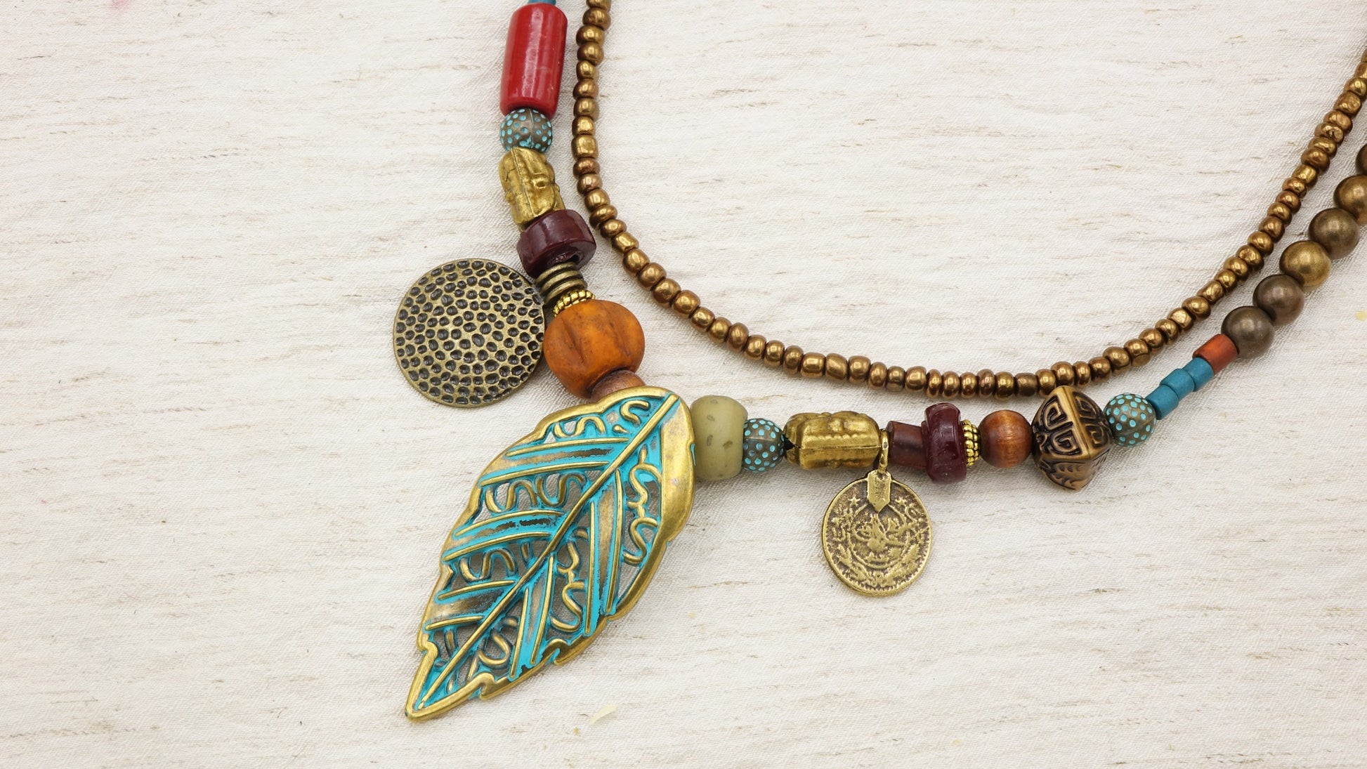 Double Layered Leaf Necklace - Verna Artisan Works