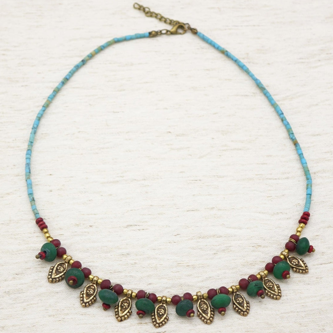 Ancient Goddess Chic Necklace Boho chic style, colorful, beaded, authentic necklace.