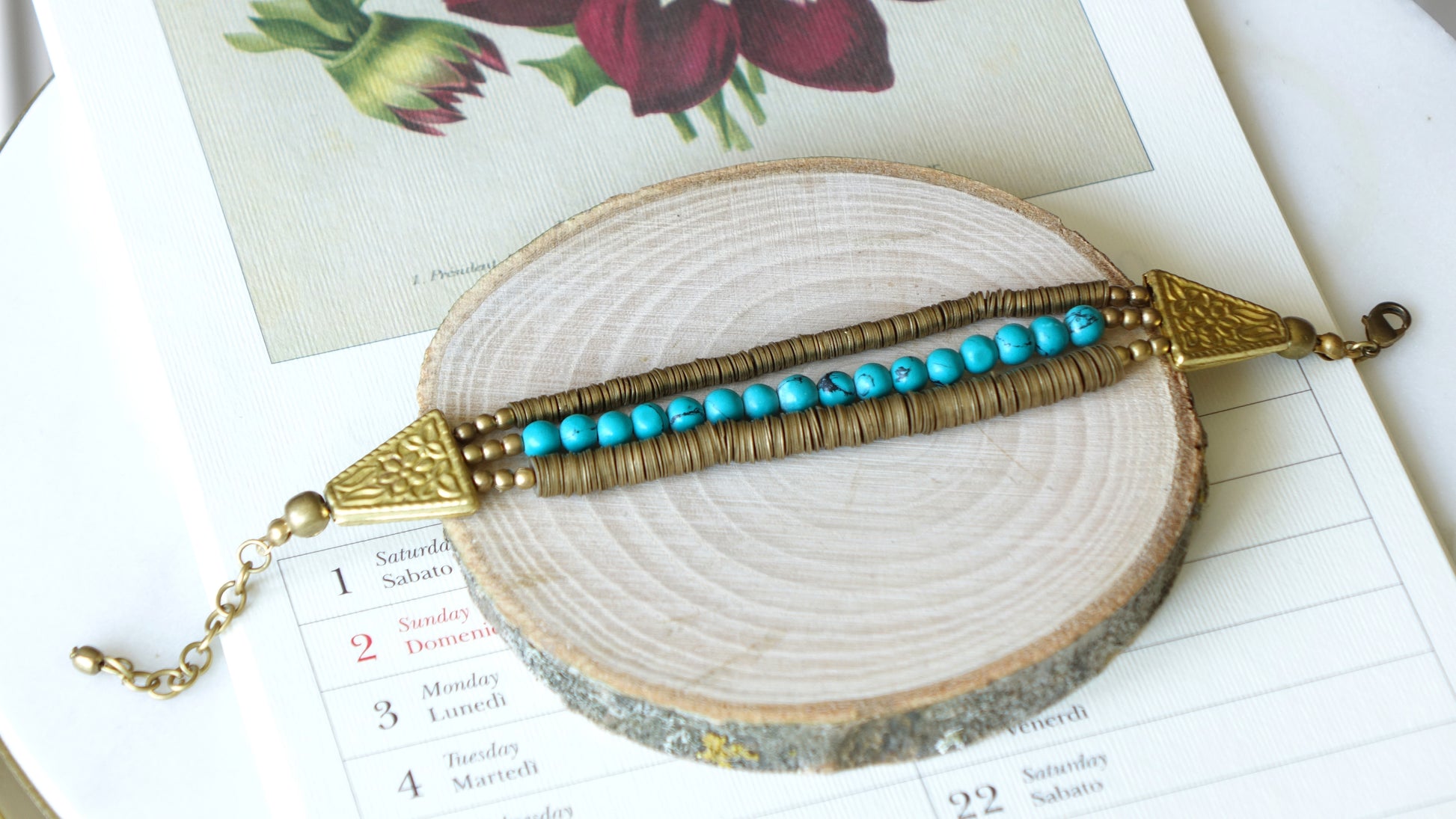 Ancient Goddess Chic, Turquoise Bracelet - Verna Artisan Works