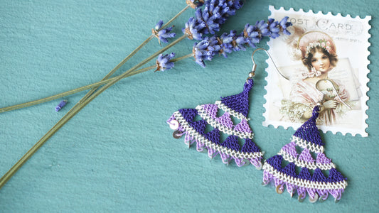 Floral Needle Lace Earrings - Lavender - Verna Artisan Works