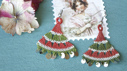 Floral Needle Lace Earrings - Various Colors - Verna Artisan Works