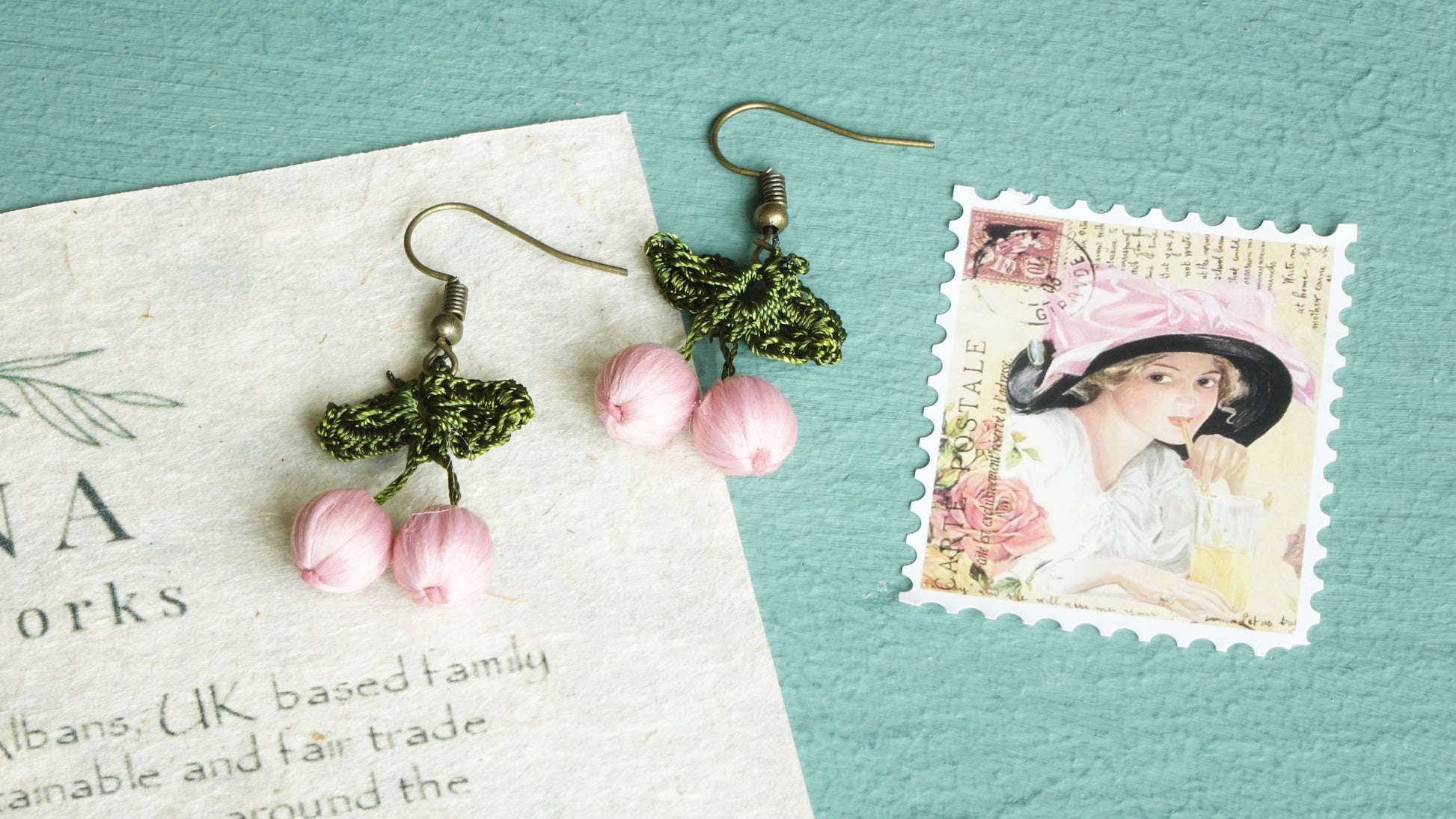 Needle Lace Earring - Rose Color - Verna Artisan Works