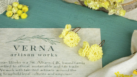 Divine Goddess Immortelle Flower Earrings - Verna Artisan Works