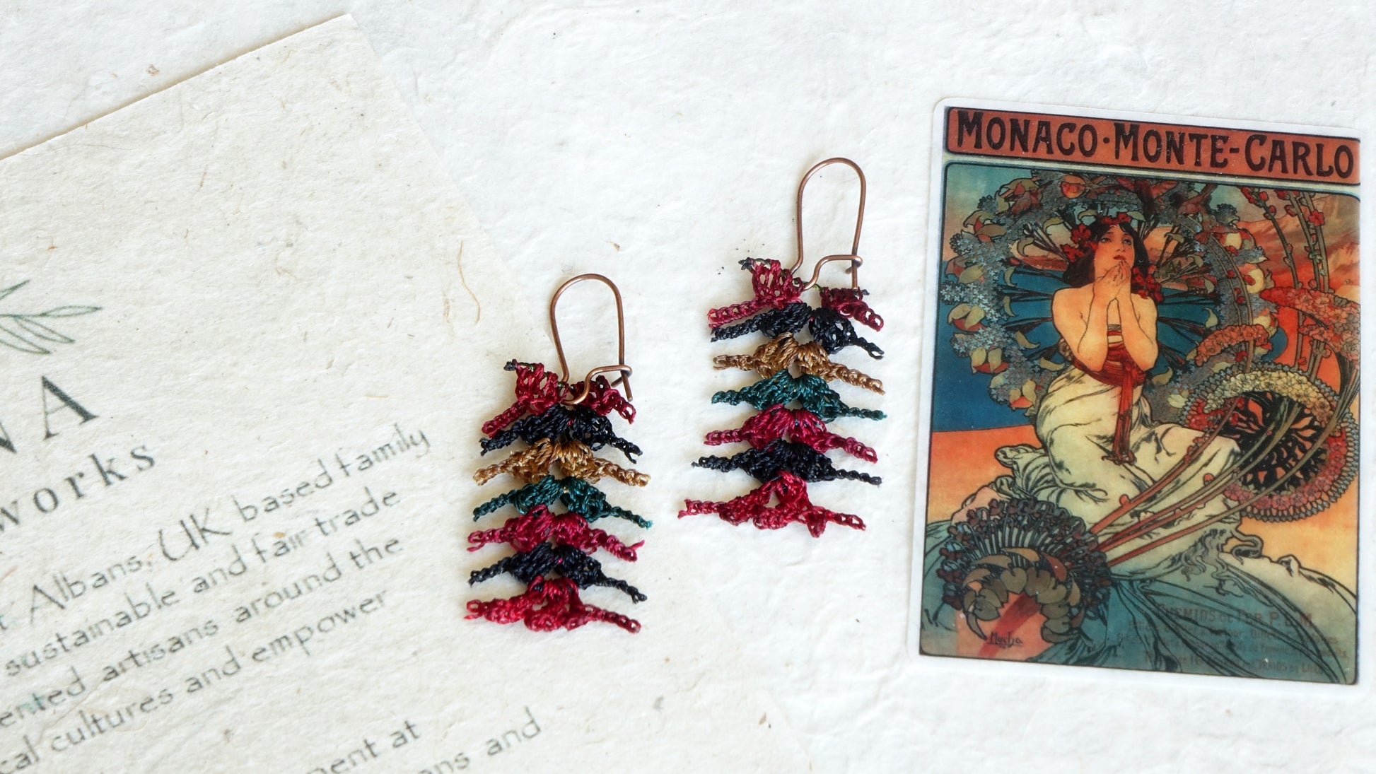 Needle Lace Earrings - Mulberry Vibes - Verna Artisan Works