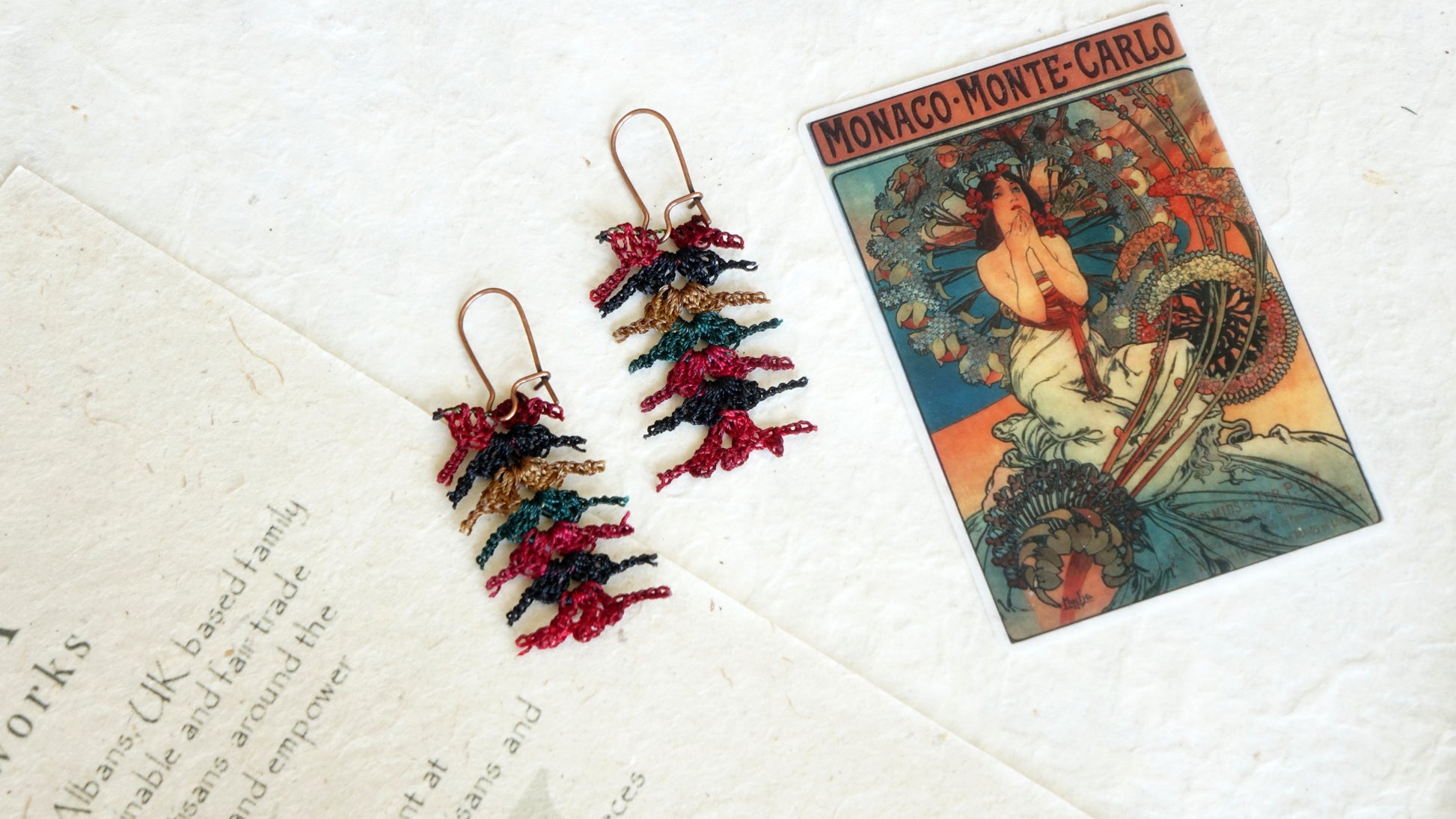 Needle Lace Earrings - Mulberry Vibes - Verna Artisan Works