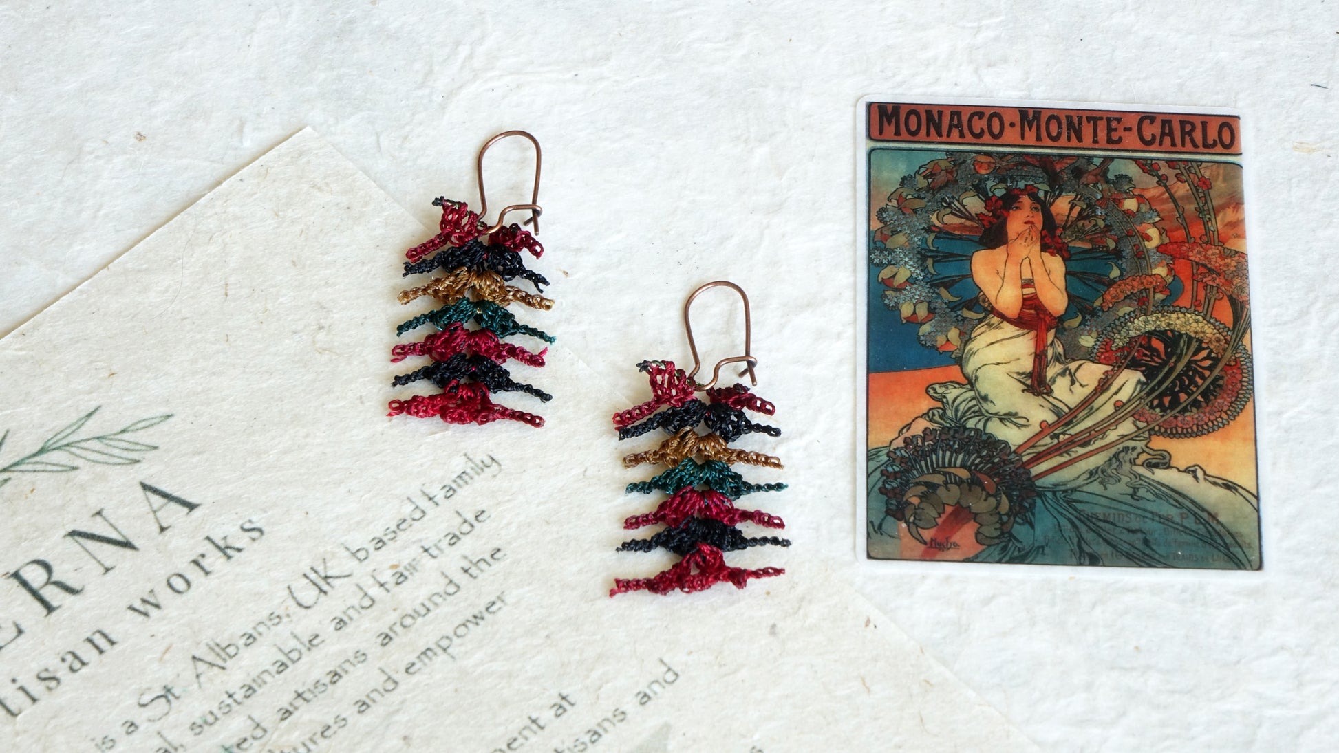 Needle Lace Earrings - Mulberry Vibes - Verna Artisan Works