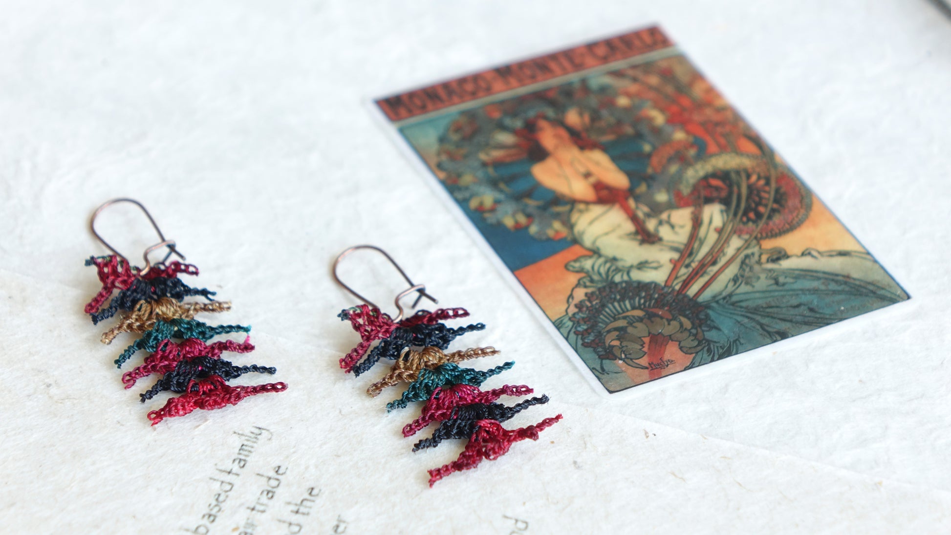 Needle Lace Earrings - Mulberry Vibes - Verna Artisan Works