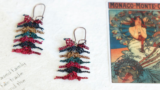 Needle Lace Earrings - Mulberry Vibes - Verna Artisan Works
