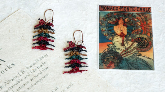Needle Lace Earrings - Mulberry Vibes - Verna Artisan Works