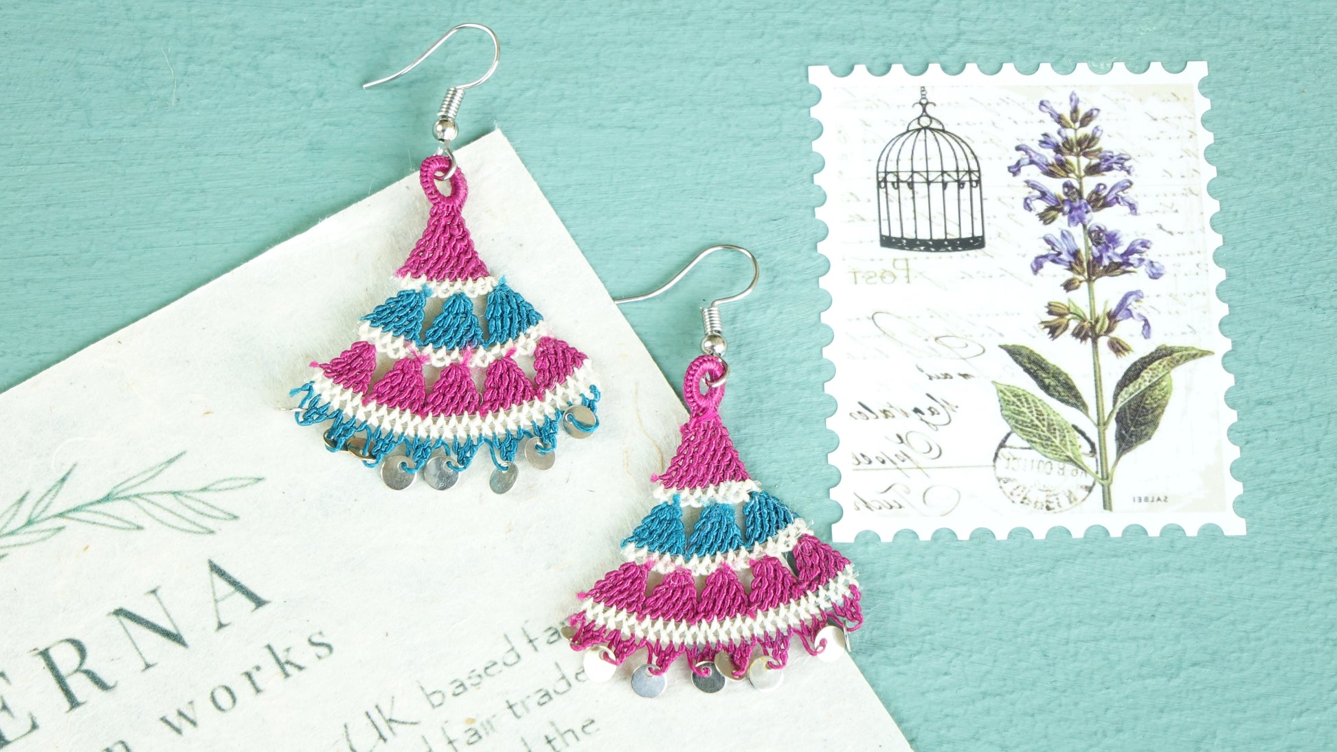 Floral Needle Lace Earrings - Various Colors - Verna Artisan Works
