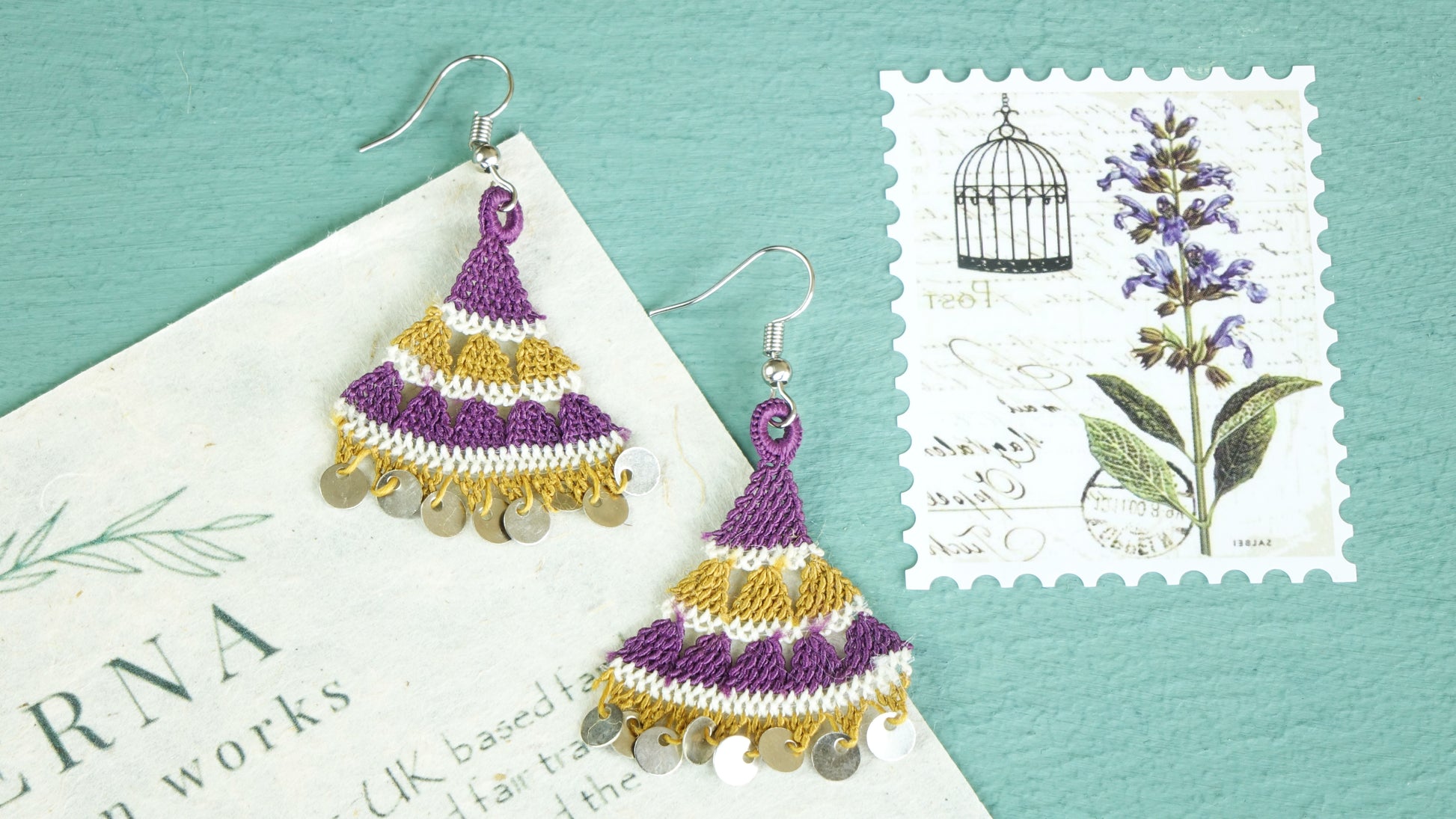 Floral Needle Lace Earrings - Various Colors - Verna Artisan Works
