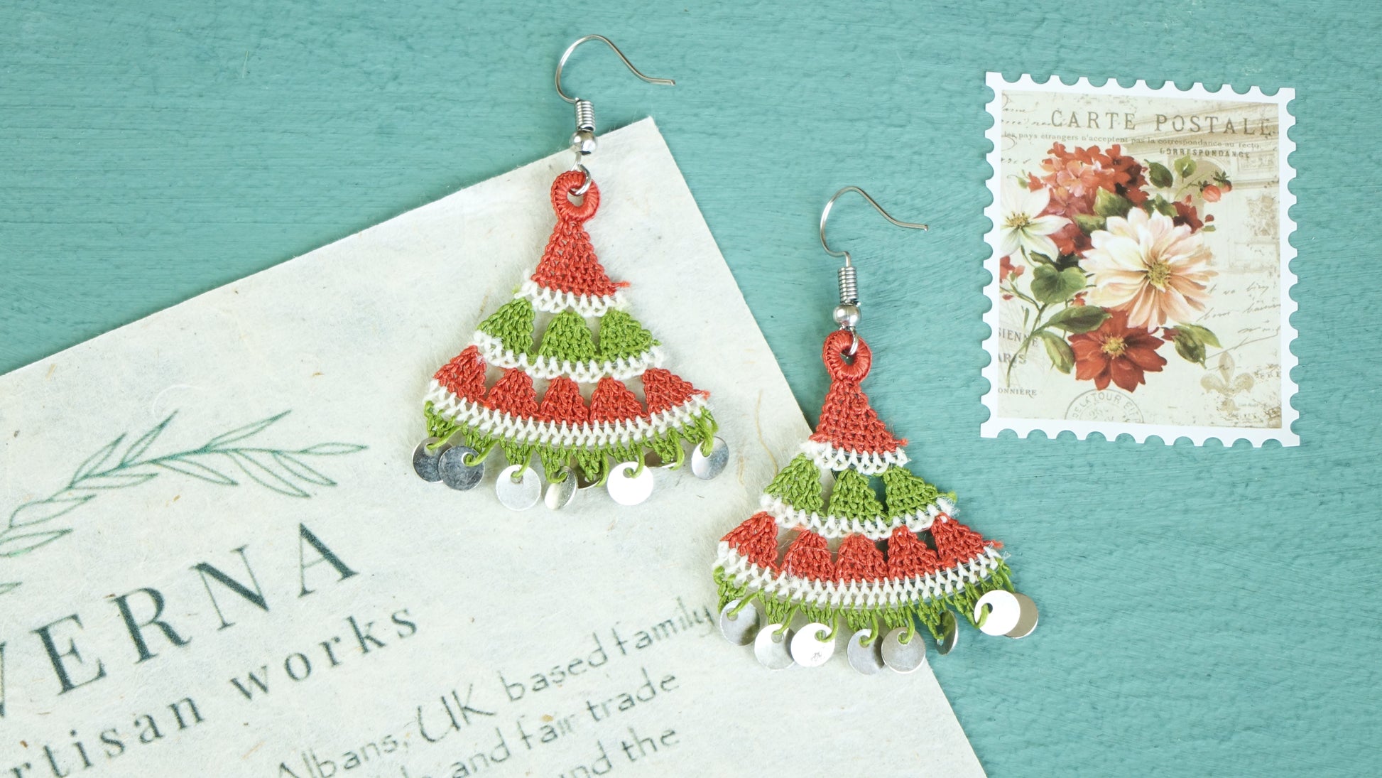 Floral Needle Lace Earrings - Various Colors - Verna Artisan Works