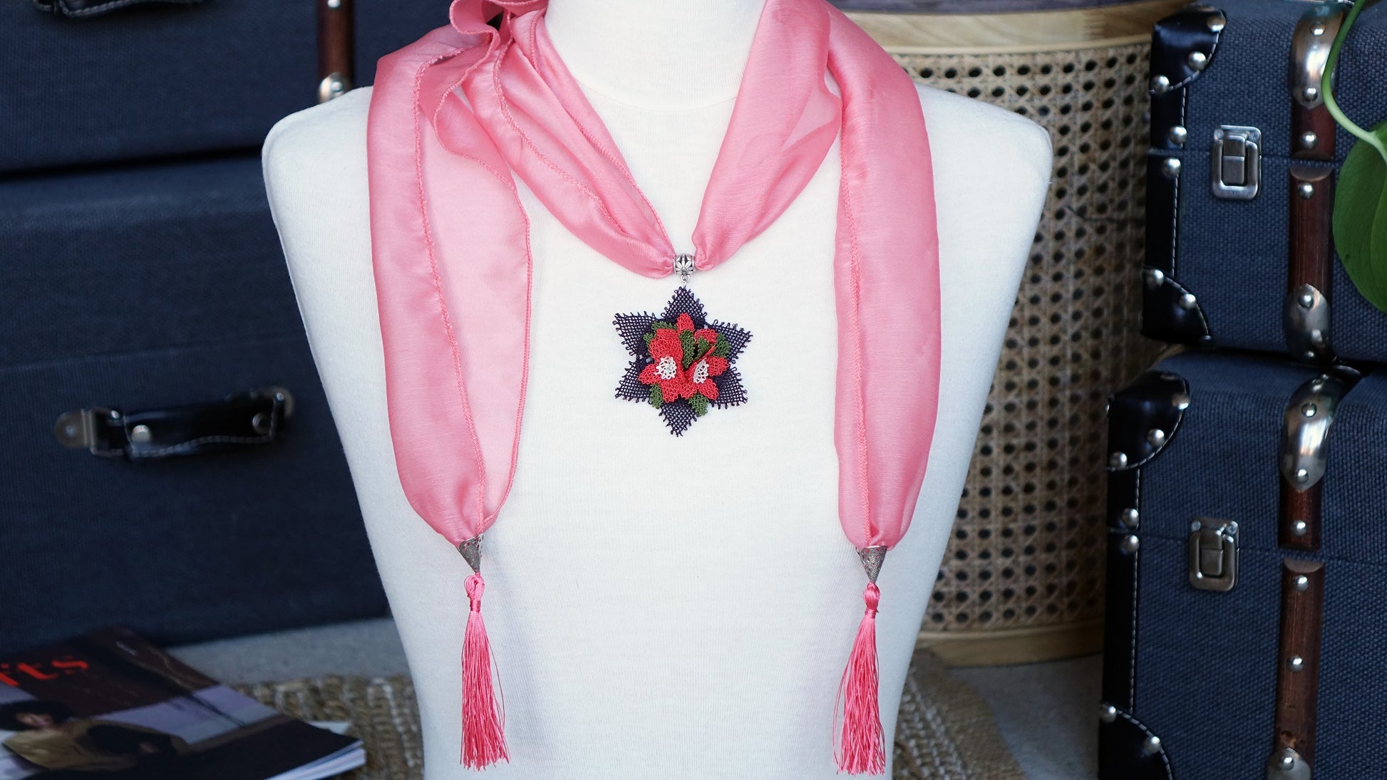 Needle Lace Flower Scarf - Verna Artisan Works