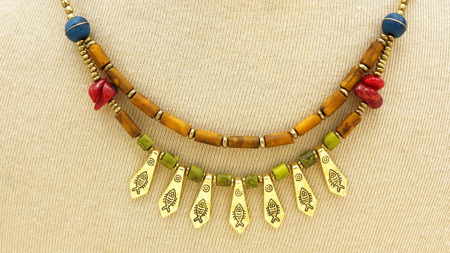 Boho Wood Beaded Necklace - Verna Artisan Works