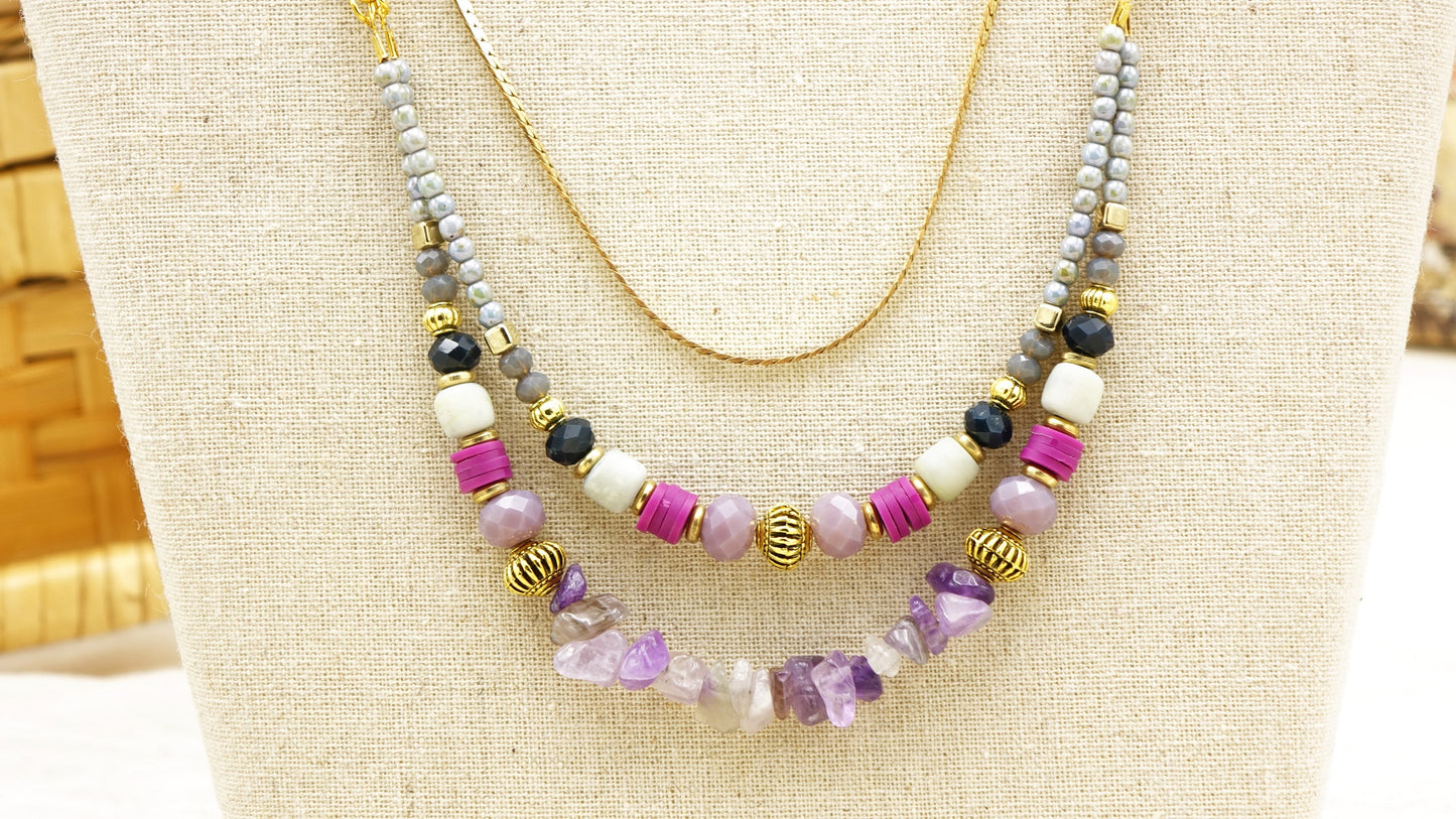 Amethyst Beaded Necklace - Verna Artisan Works