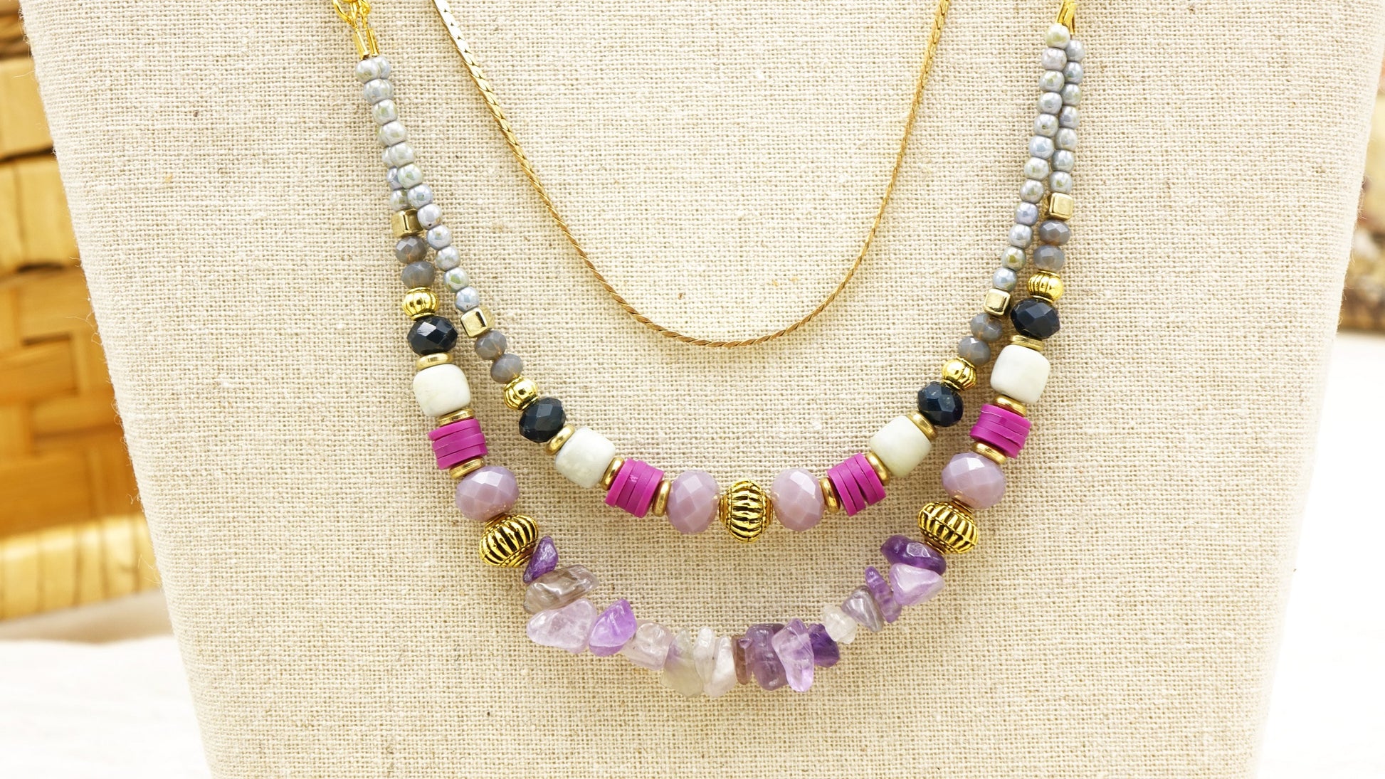 Amethyst Beaded Necklace - Verna Artisan Works