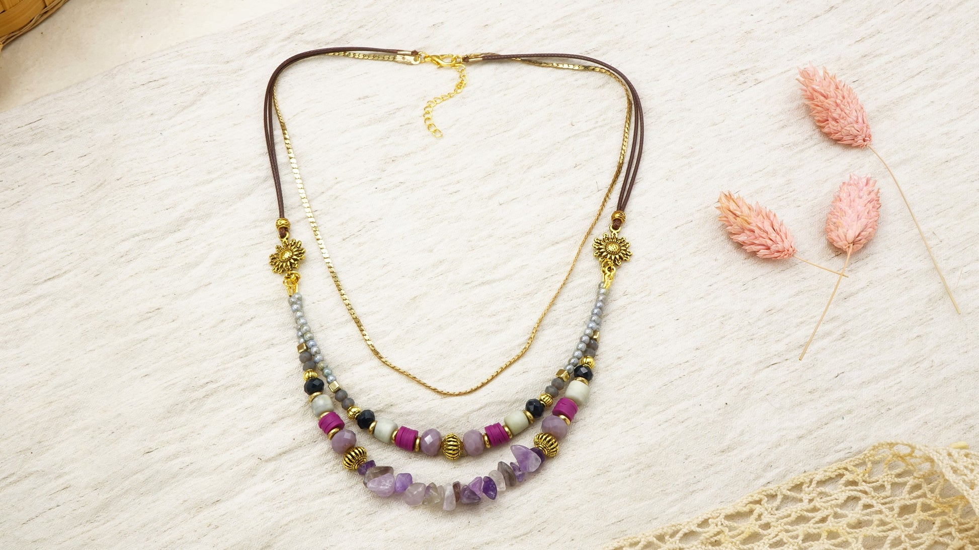 Amethyst Beaded Necklace - Verna Artisan Works