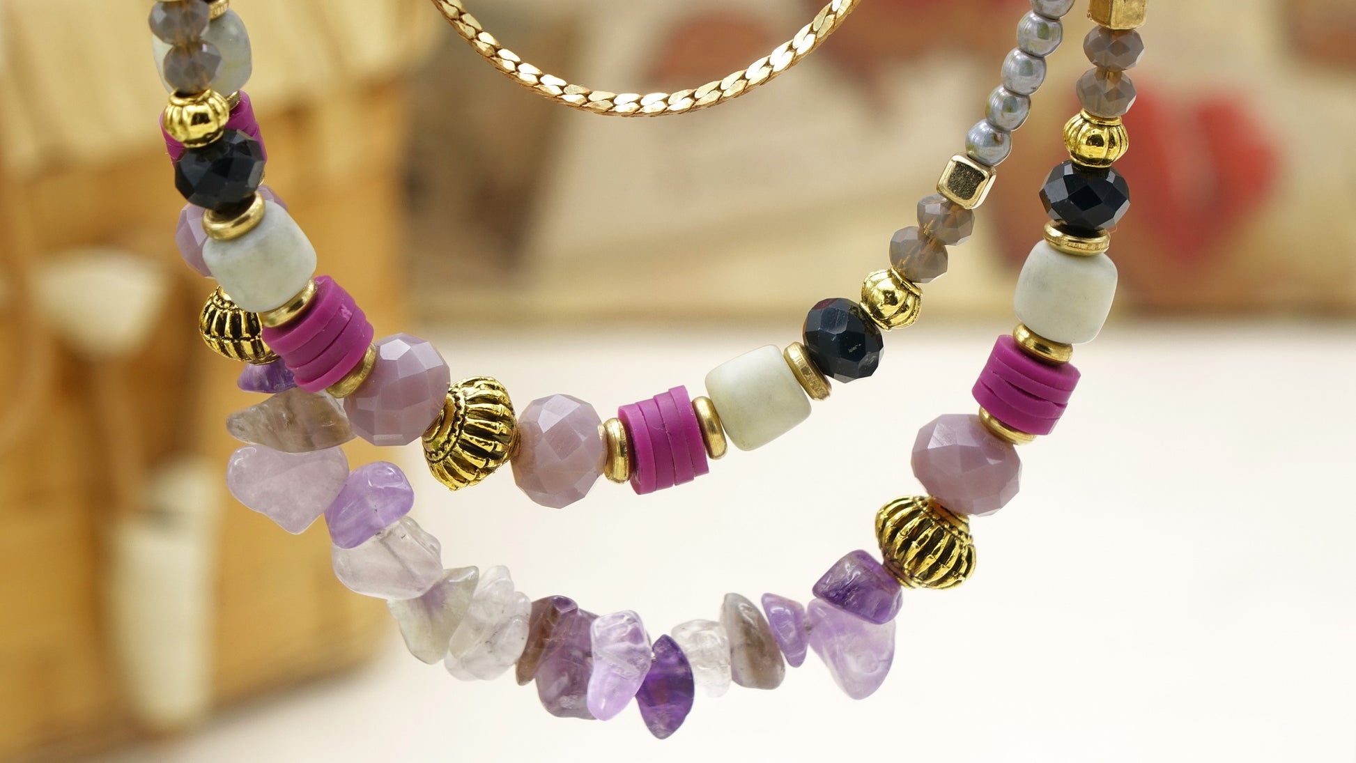 Amethyst Beaded Necklace - Verna Artisan Works