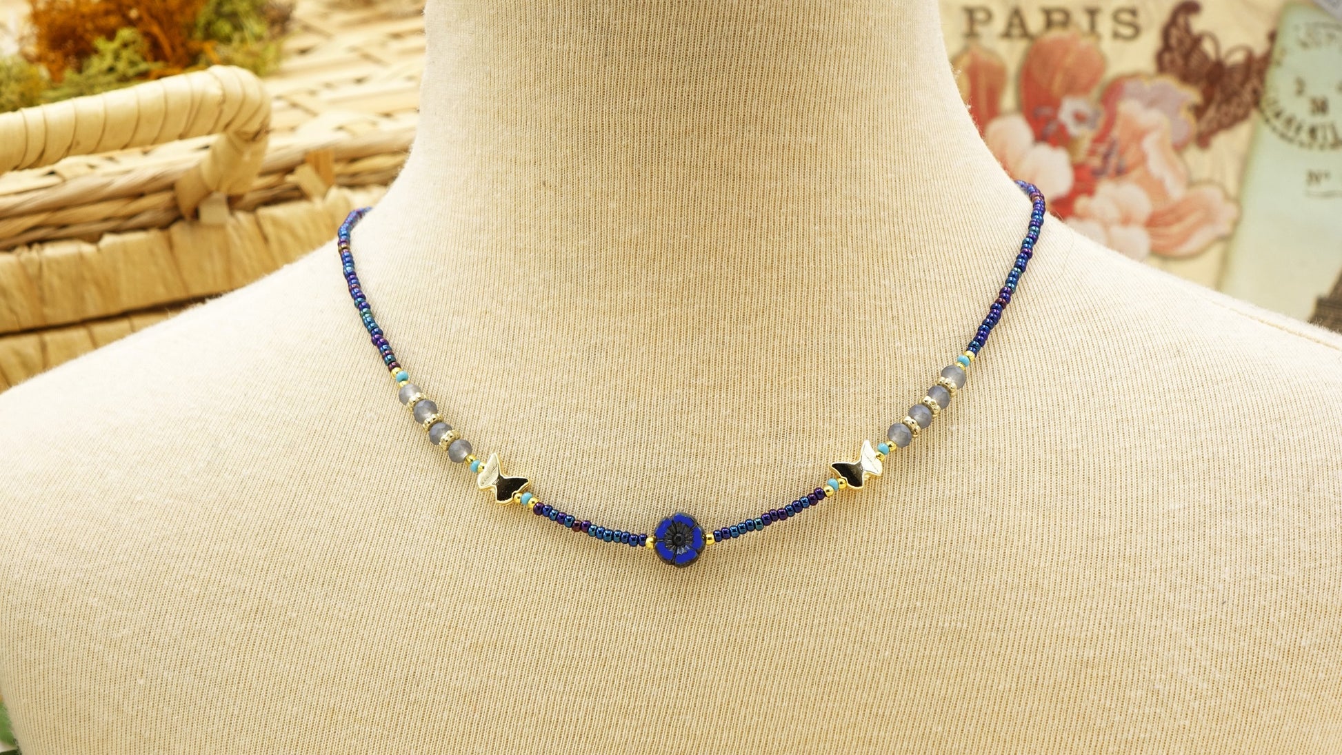 Butterfly Beaded Choker Necklace - Verna Artisan Works