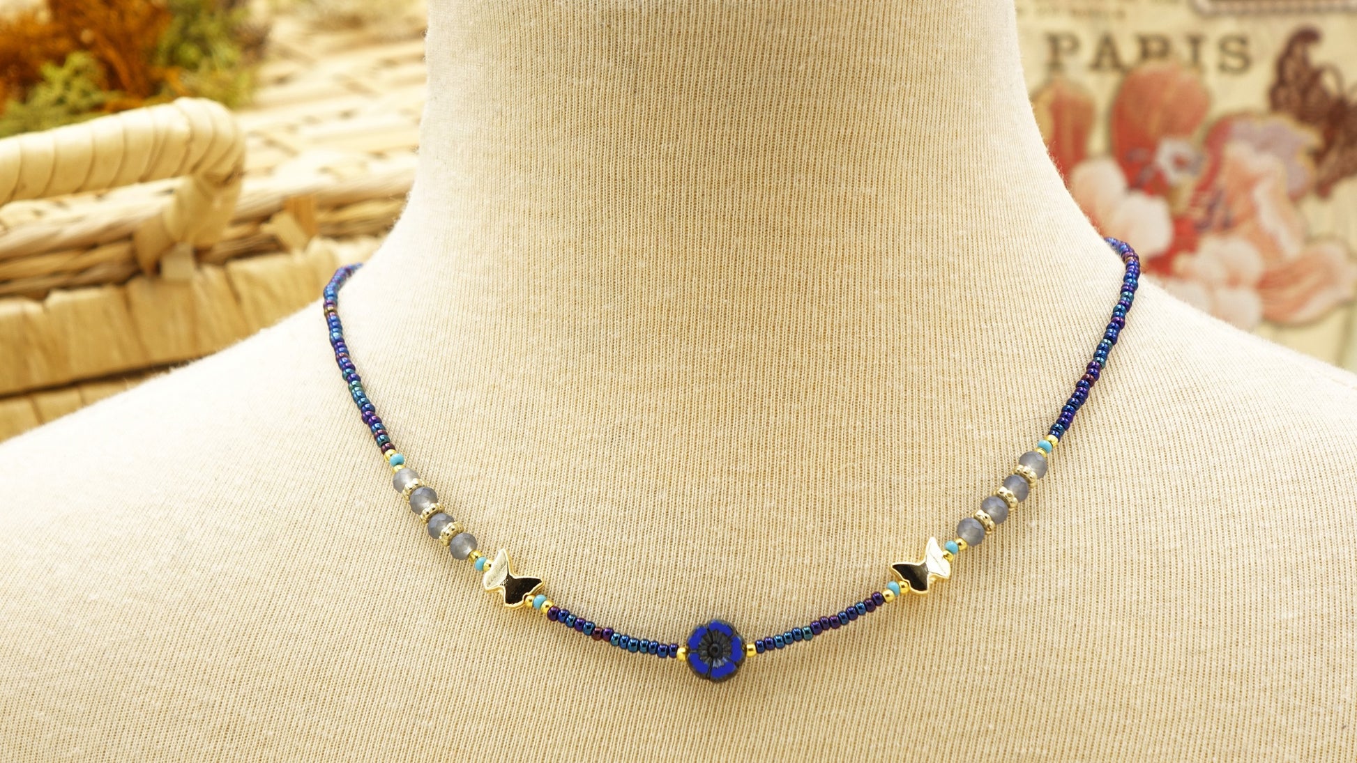 Butterfly Beaded Choker Necklace - Verna Artisan Works