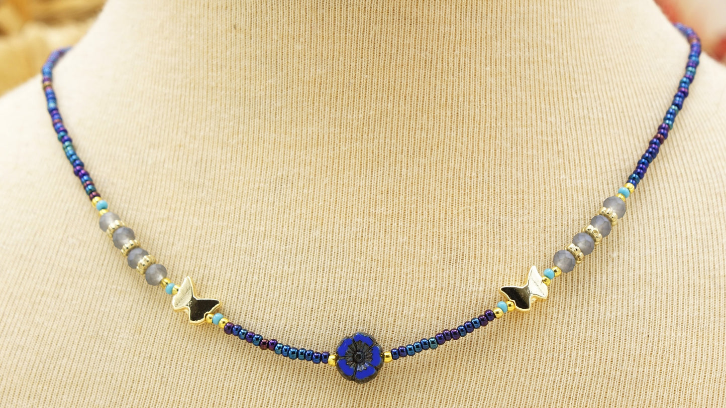 Butterfly Beaded Choker Necklace - Verna Artisan Works