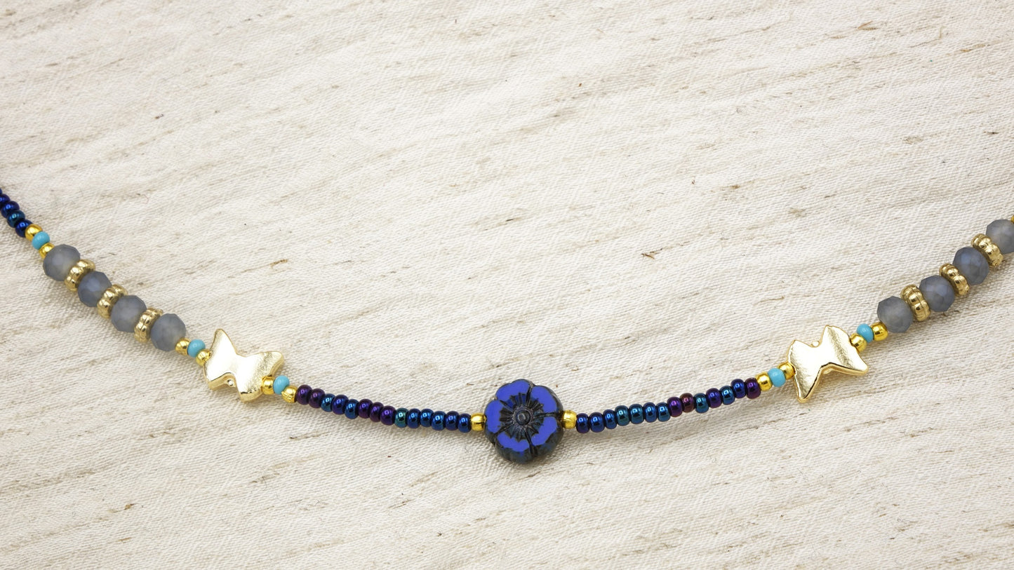Butterfly Beaded Choker Necklace - Verna Artisan Works