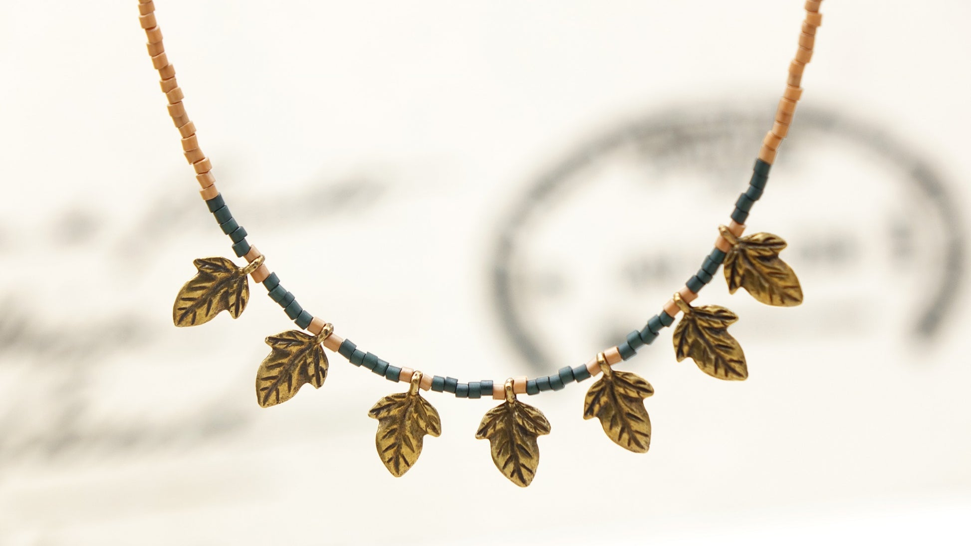 Boho Beaded Leaf Necklace - Verna Artisan Works