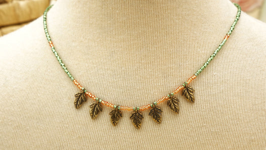 Boho Beaded Leaf Necklace - Verna Artisan Works