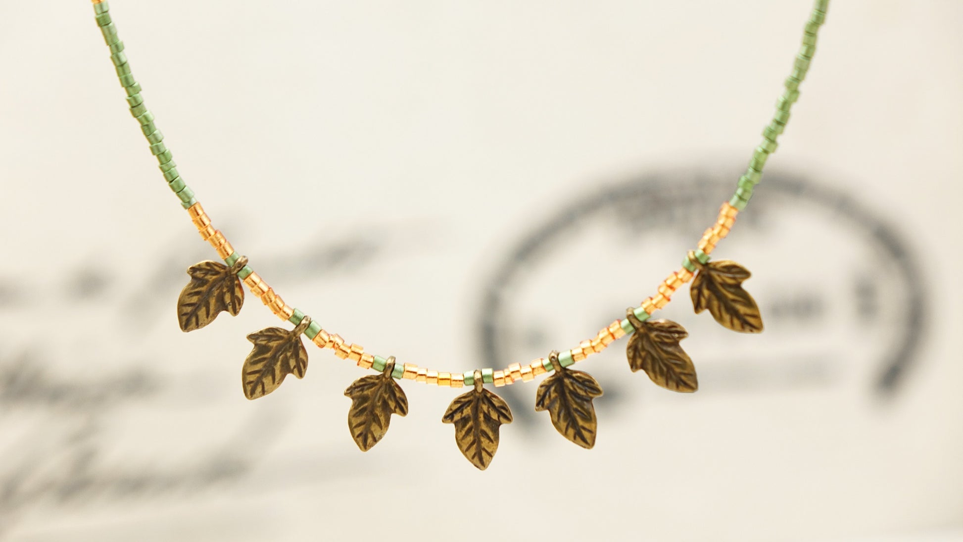 Boho Beaded Leaf Necklace - Verna Artisan Works